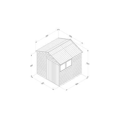 Forest Timberdale 7x7 Apex Shed - Double Door - 2 Windows - 1 Opening - JJ Building Materials