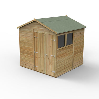 Forest Timberdale 7x7 Apex Shed - Double Door - 2 Windows - 1 Opening - JJ Building Materials