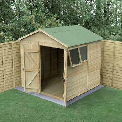 Forest Timberdale 7x7 Apex Shed - Double Door - 2 Windows - 1 Opening - JJ Building Materials