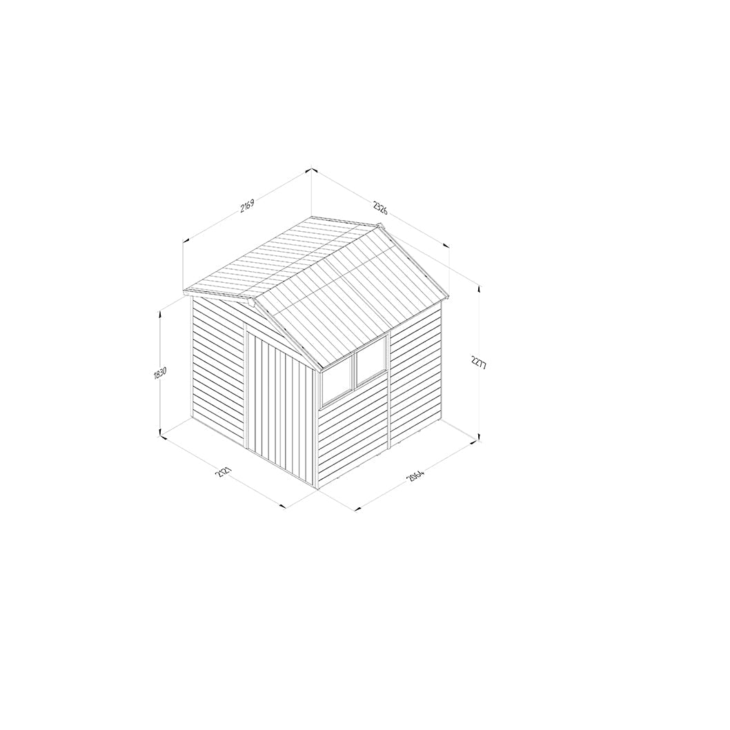 Forest Timberdale 7x7 Apex Shed - Double Door - 2 Windows - 2 Opening - JJ Building Materials