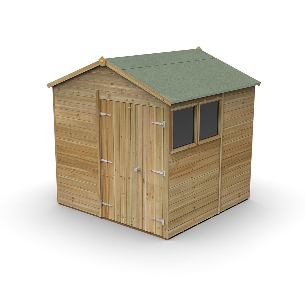 Forest Timberdale 7x7 Apex Shed - Double Door - 2 Windows - 2 Opening - JJ Building Materials