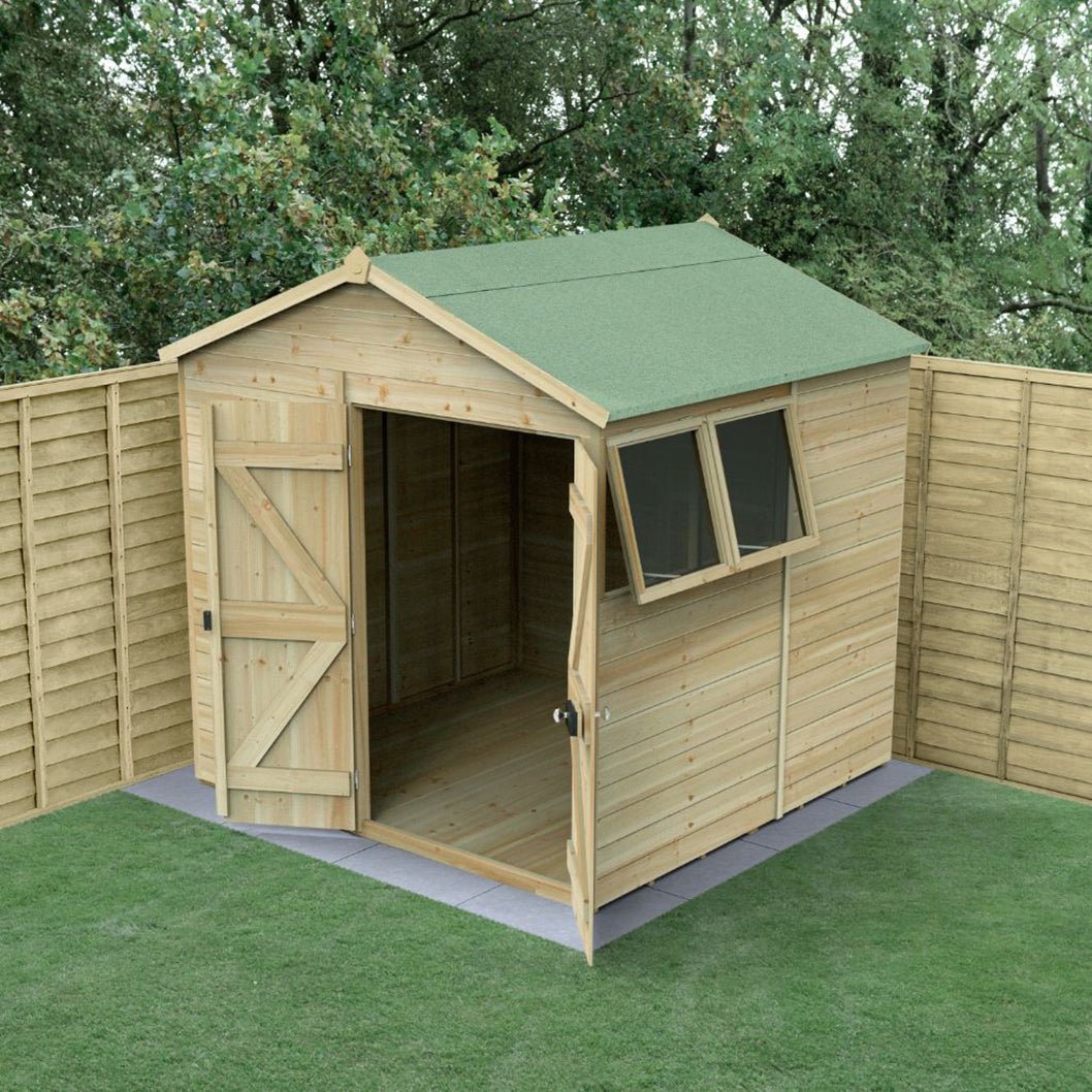 Forest Timberdale 7x7 Apex Shed - Double Door - 2 Windows - 2 Opening - JJ Building Materials