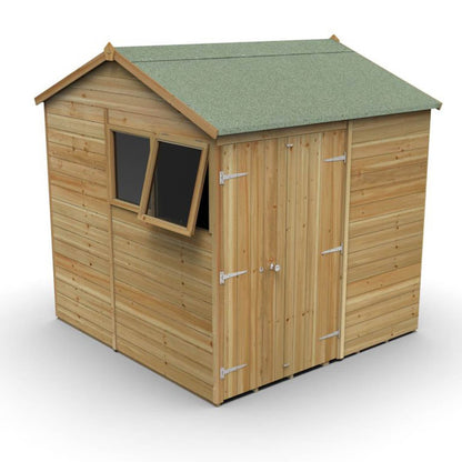 Forest Timberdale 7x7 Reverse Apex Shed - Double Door - 2 Window - 2 Opening - JJ Building Materials