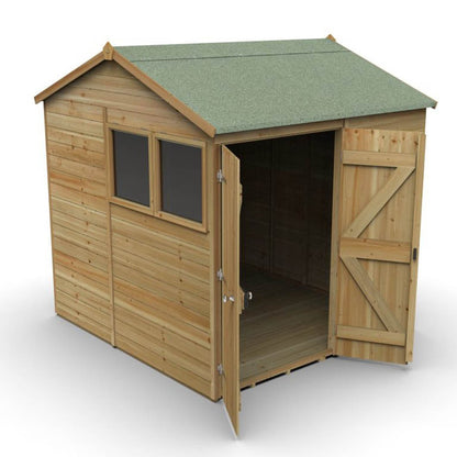 Forest Timberdale 7x7 Reverse Apex Shed - Double Door - 2 Window - 2 Opening - JJ Building Materials