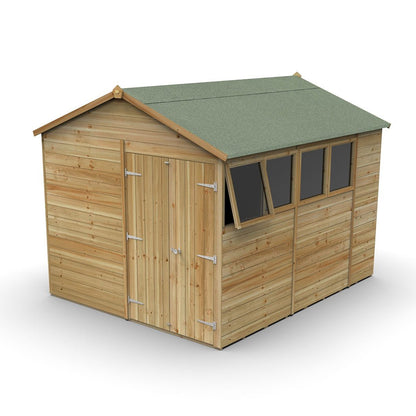 Forest Timberdale 8x10 Apex Shed - Double Door - 4 Windows - 1 Opening - JJ Building Materials
