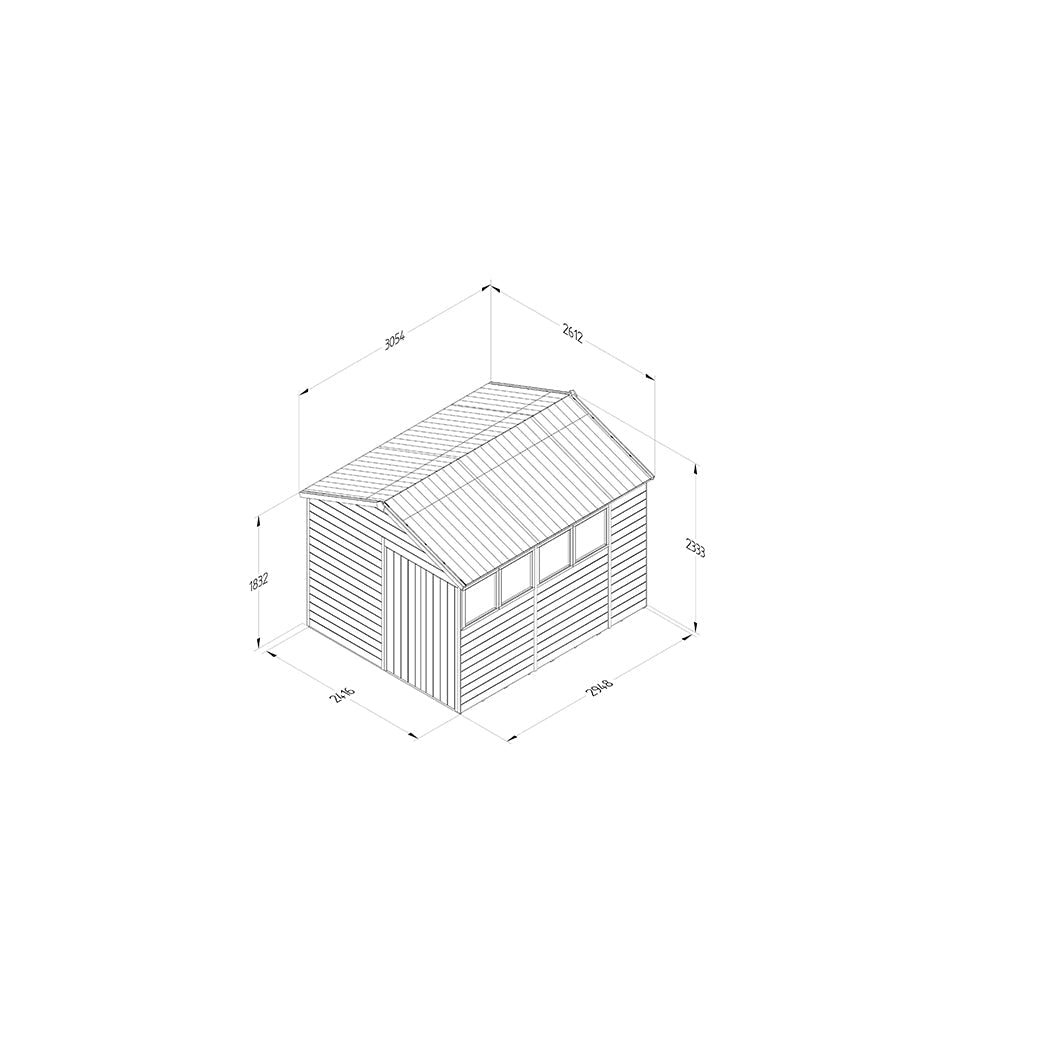 Forest Timberdale 8x10 Apex Shed - Double Door - 4 Windows - 1 Opening - JJ Building Materials