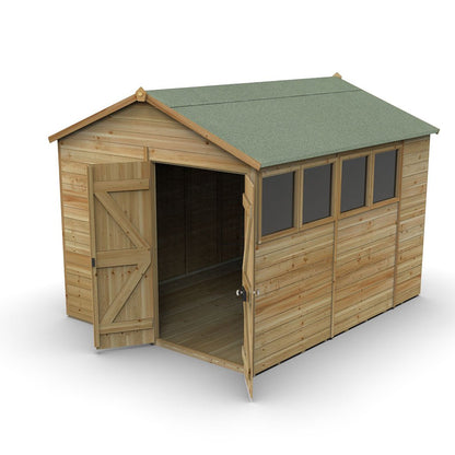 Forest Timberdale 8x10 Apex Shed - Double Door - 4 Windows - 1 Opening - JJ Building Materials