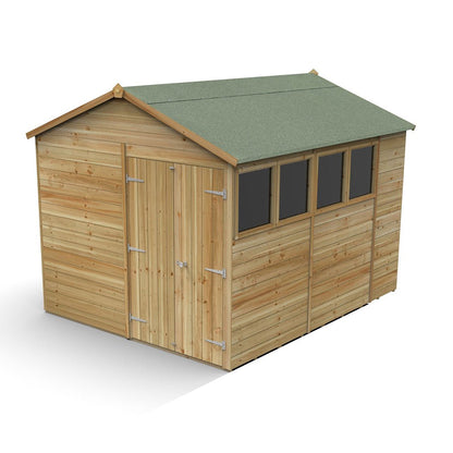 Forest Timberdale 8x10 Apex Shed - Double Door - 4 Windows - 1 Opening - JJ Building Materials