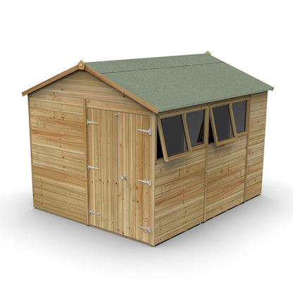 Forest Timberdale 8x10 Apex Shed - Double Door - 4 Windows - 2 Opening - JJ Building Materials