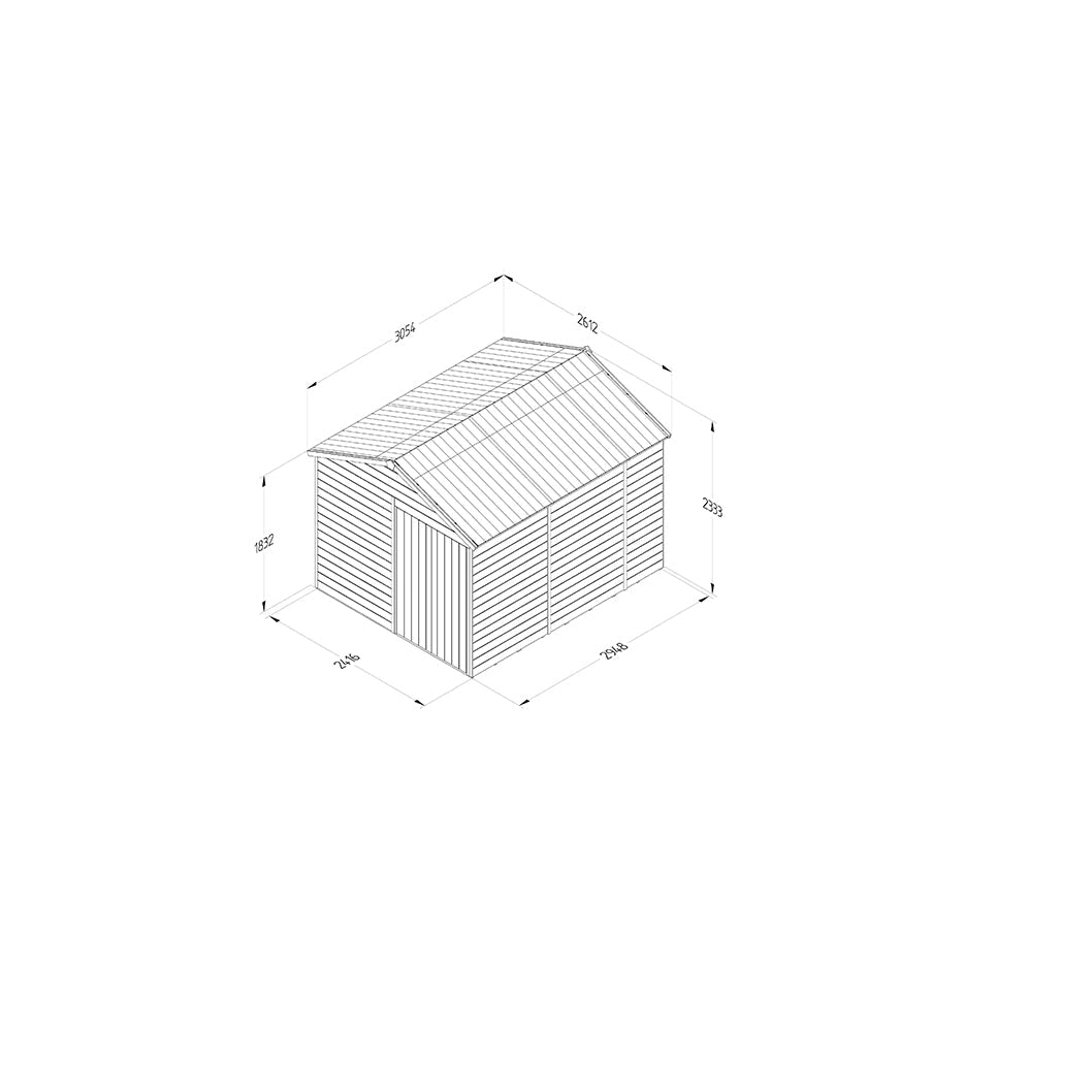 Forest Timberdale 8x10 Apex Shed - Double Door - No Windows - JJ Building Materials