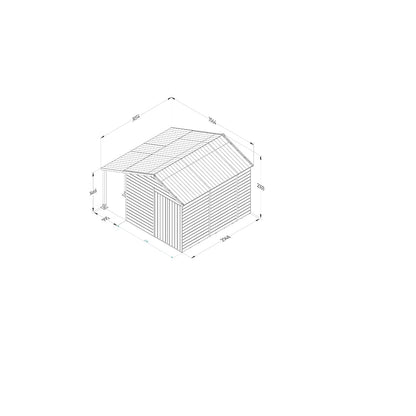 Forest Timberdale 8x10 Apex Shed - Double Door - No Windows - With Lean-To - JJ Building Materials