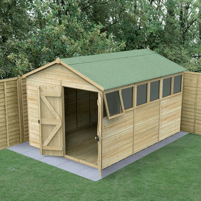 Forest Timberdale 8x12 Apex Shed - Double Door - 6 Windows - 1 Opening - JJ Building Materials