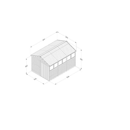 Forest Timberdale 8x12 Apex Shed - Double Door - 6 Windows - 1 Opening - JJ Building Materials