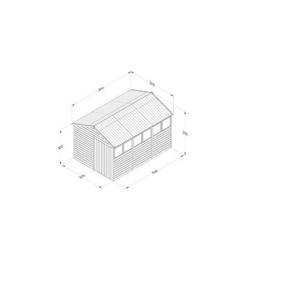 Forest Timberdale 8x12 Apex Shed - Double Door - 6 Windows - 2 Opening - JJ Building Materials