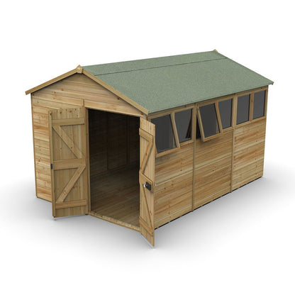 Forest Timberdale 8x12 Apex Shed - Double Door - 6 Windows - 2 Opening - JJ Building Materials