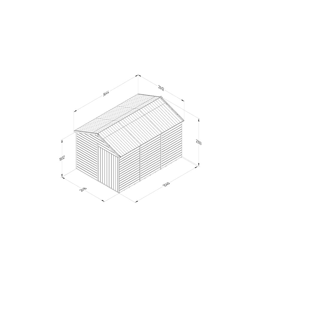 Forest Timberdale 8x12 Apex Shed - Double Door - No Windows - JJ Building Materials