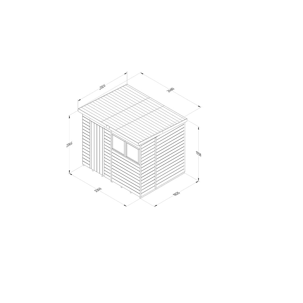 Forest Timberdale 8x6 Pent Shed - 2 Window - 1 Opening - JJ Building Materials