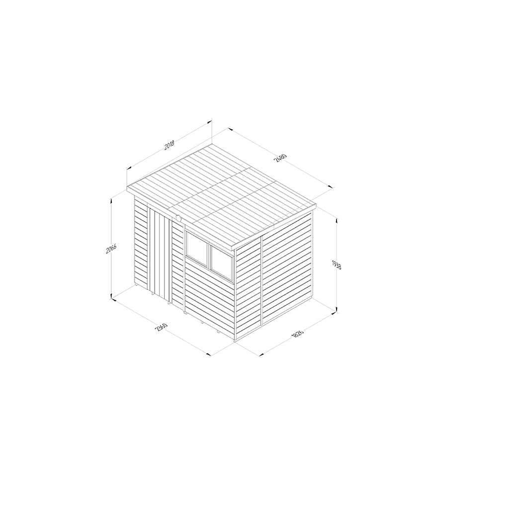 Forest Timberdale 8x6 Pent Shed - 2 Window - 2 Opening - JJ Building Materials