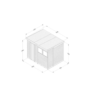 Forest Timberdale 8x6 Pent Shed - 2 Window - 2 Opening - JJ Building Materials