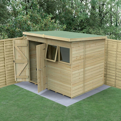 Forest Timberdale 8x6 Pent Shed - Double Door - 2 Window - 1 Opening - JJ Building Materials