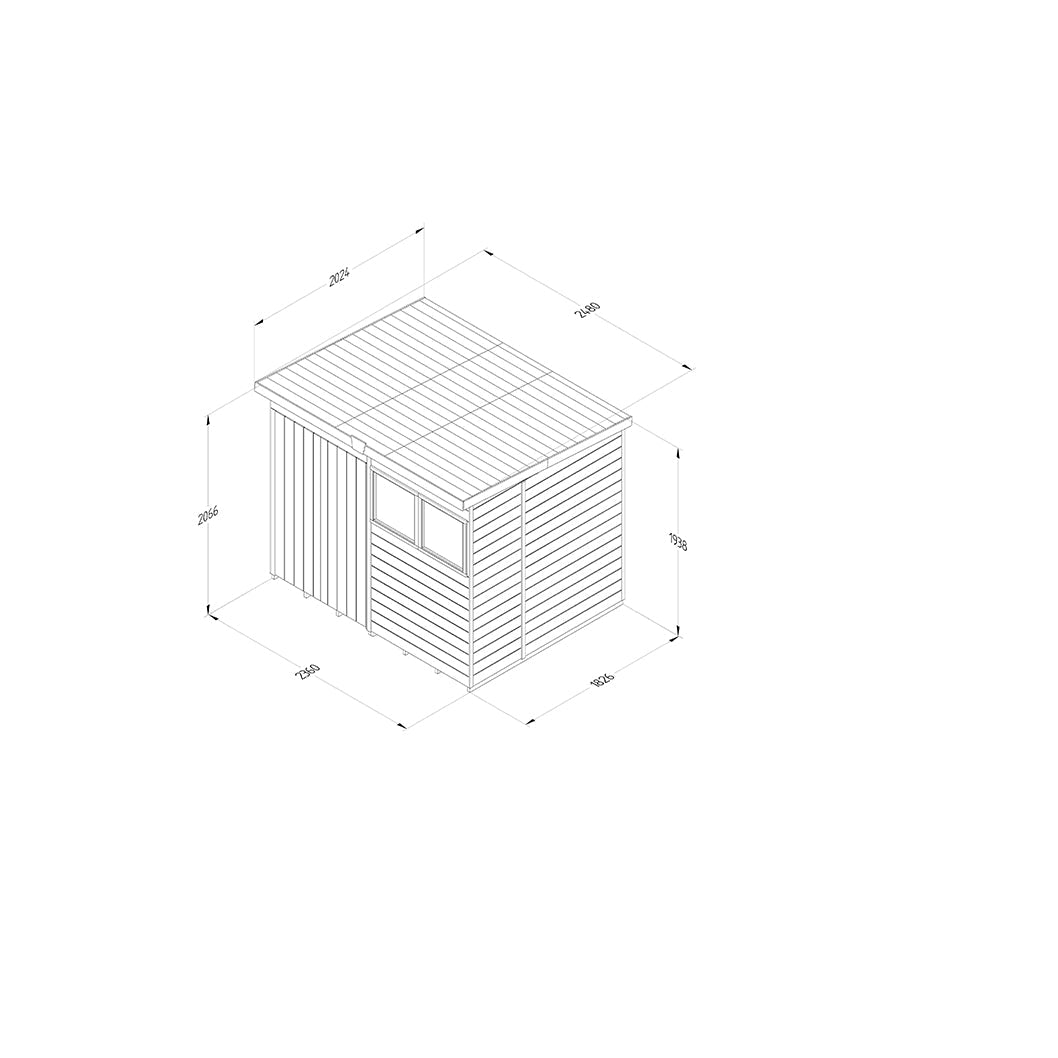 Forest Timberdale 8x6 Pent Shed - Double Door - 2 Window - 1 Opening - JJ Building Materials