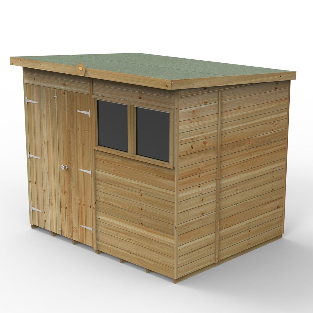 Forest Timberdale 8x6 Pent Shed - Double Door - 2 Window - 1 Opening - JJ Building Materials