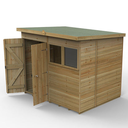 Forest Timberdale 8x6 Pent Shed - Double Door - 2 Window - 1 Opening - JJ Building Materials