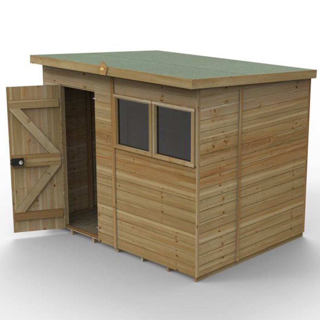 Forest Timberdale 8x6 Pent Shed - Double Door - 2 Window - 2 Opening - JJ Building Materials