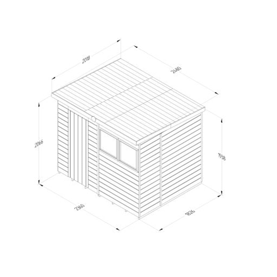 Forest Timberdale 8x6 Pent Shed - Double Door - 2 Window - 2 Opening - JJ Building Materials
