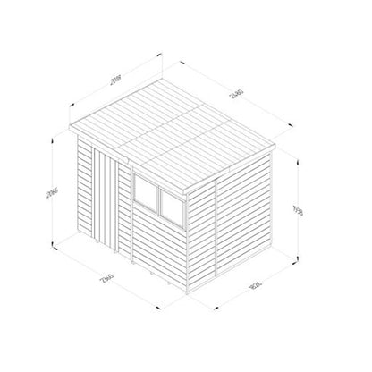 Forest Timberdale 8x6 Pent Shed - Double Door - 2 Window - 2 Opening - JJ Building Materials