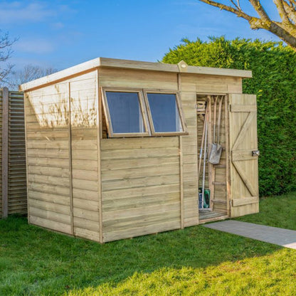 Forest Timberdale 8x6 Pent Shed - Double Door - 2 Window - 2 Opening - JJ Building Materials