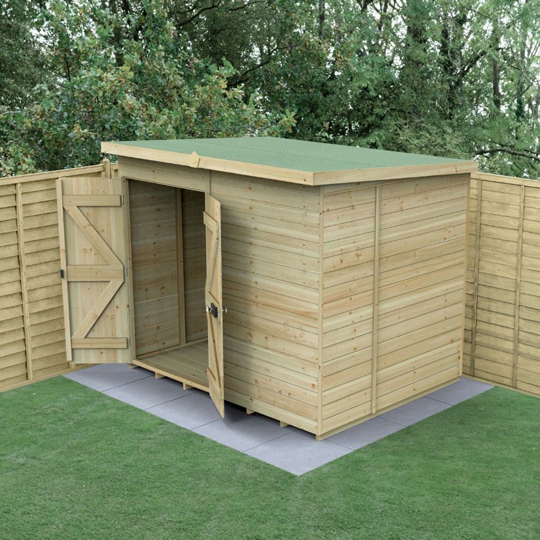 Forest Timberdale 8x6 Pent Shed - Double Door - No Windows - JJ Building Materials