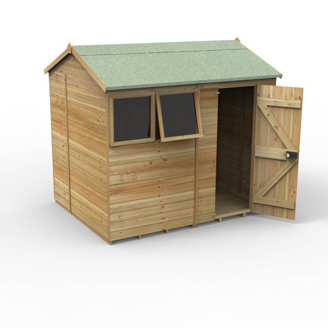 Forest Timberdale 8x6 Reverse Apex Shed - 2 Window - 1 Opening - JJ Building Materials