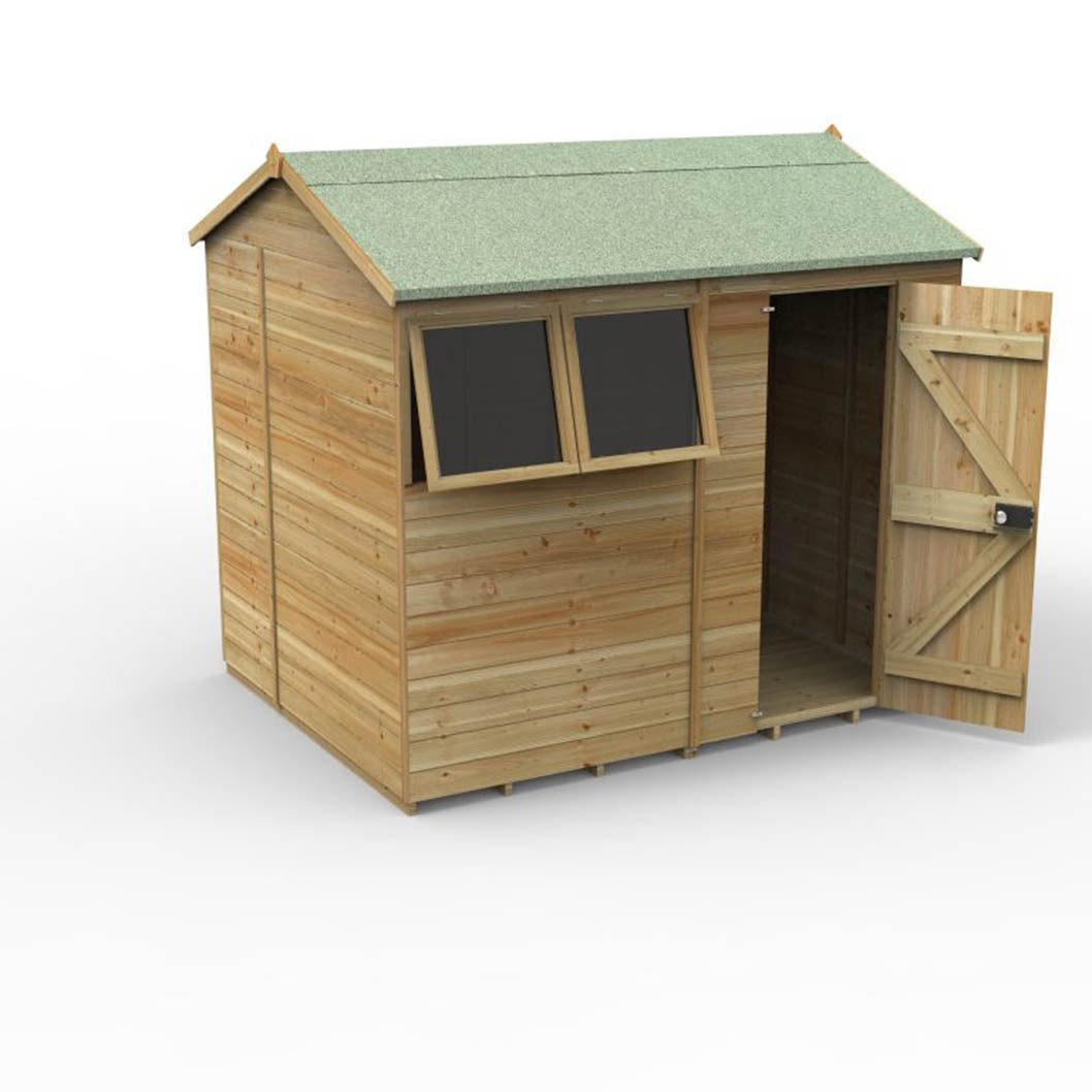 Forest Timberdale 8x6 Reverse Apex Shed - 2 Window - 2 Opening - JJ Building Materials