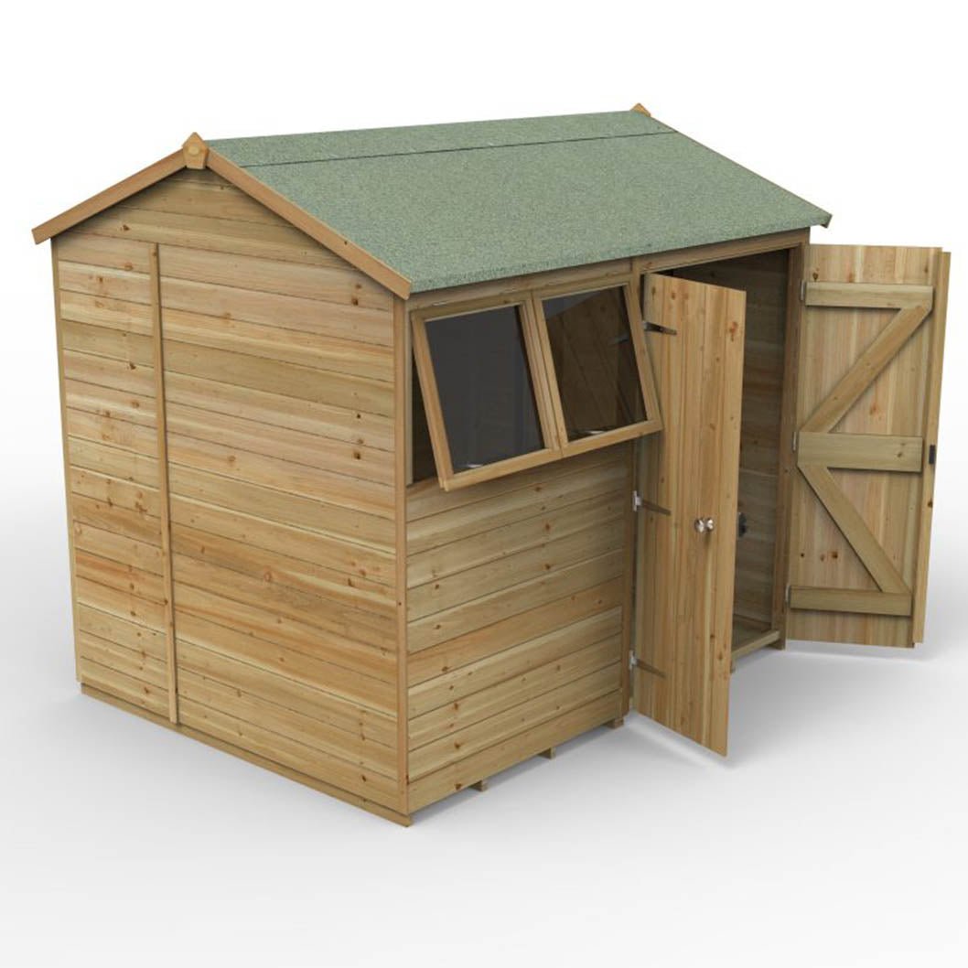 Forest Timberdale 8x6 Reverse Apex Shed - 2 Window - 2 Opening - JJ Building Materials