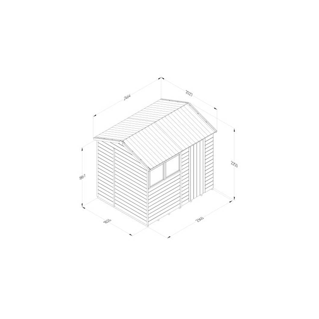 Forest Timberdale 8x6 Reverse Apex Shed - 2 Window - 2 Opening - JJ Building Materials