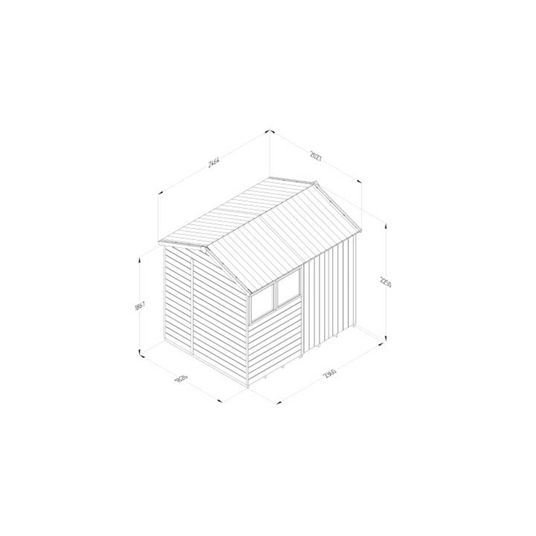 Forest Timberdale 8x6 Reverse Apex Shed - Double Door - 2 Window - 2 Opening - JJ Building Materials