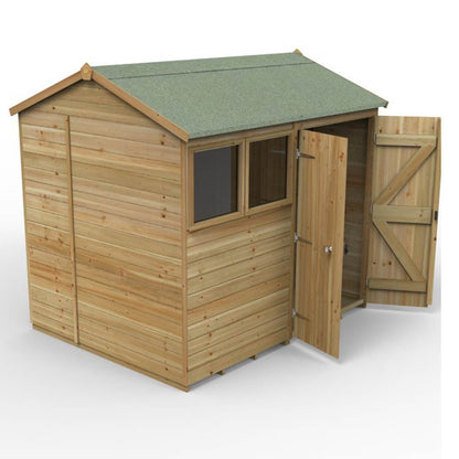 Forest Timberdale 8x6 Reverse Apex Shed - Double Door - 2 Window - 2 Opening - JJ Building Materials