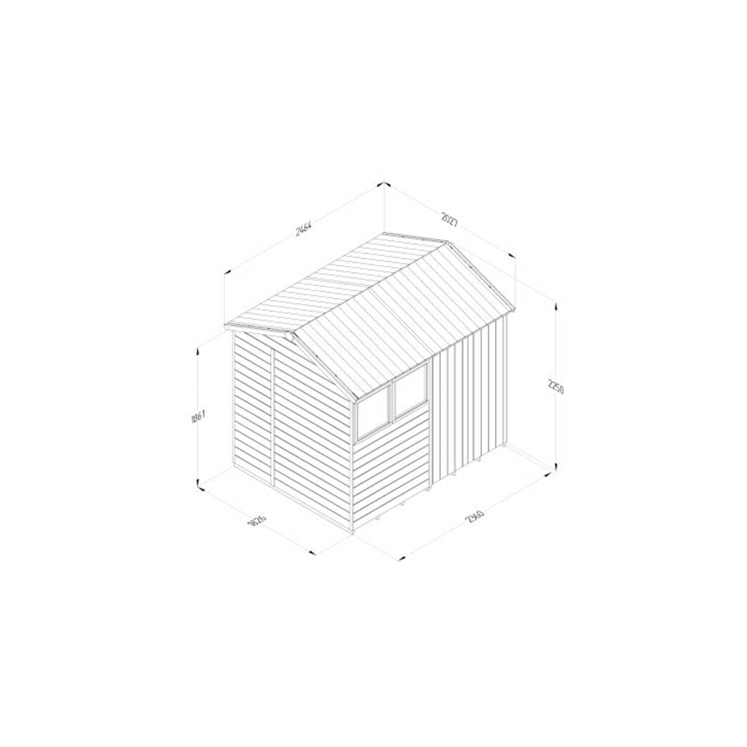 Forest Timberdale 8x6 Reverse Apex Shed - Double Door - 2 Window - 2 Opening - JJ Building Materials