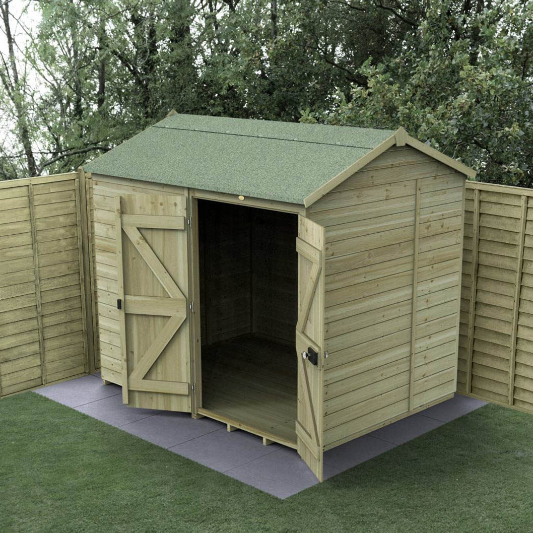 Forest Timberdale 8x6 Reverse Apex Shed - Double Door - No Windows - JJ Building Materials