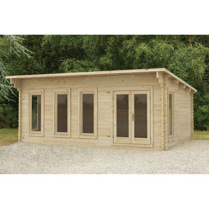 Forest Wolverley 6.0m x 4.0m Log Cabin - Pent Roof, Double Glazed with Polyester Felt - JJ Building Materials