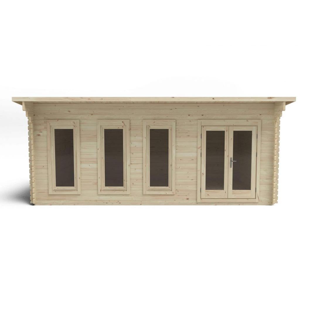 Forest Wolverley 6.0m x 4.0m Log Cabin - Pent Roof, Double Glazed with Polyester Felt - JJ Building Materials