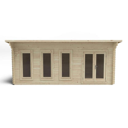 Forest Wolverley 6.0m x 4.0m Log Cabin - Pent Roof, Double Glazed with Polyester Felt - JJ Building Materials