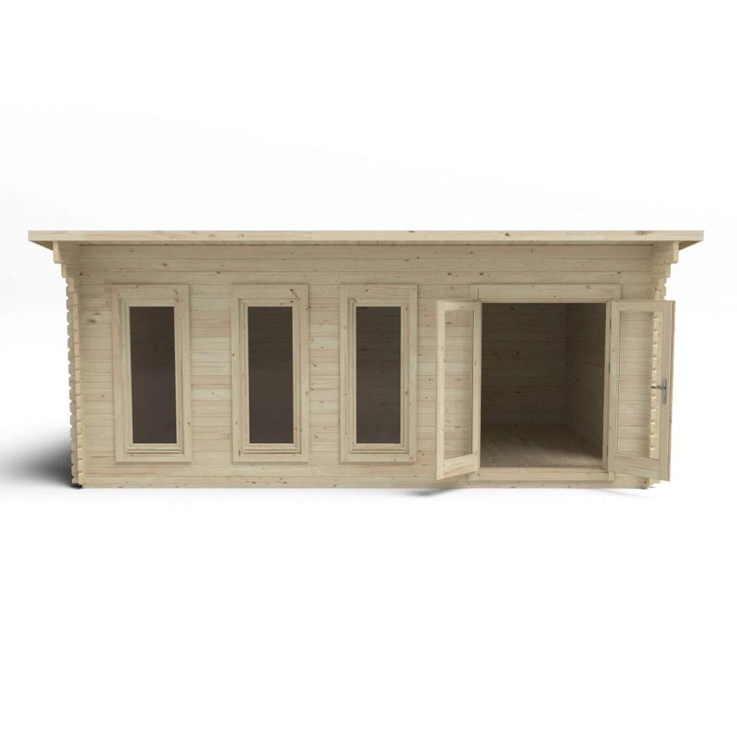 Forest Wolverley 6.0m x 4.0m Log Cabin - Pent Roof, Double Glazed with Polyester Felt - JJ Building Materials