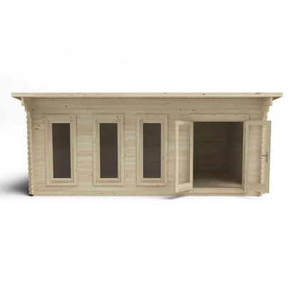 Forest Wolverley 6.0m x 4.0m Log Cabin - Pent Roof, Double Glazed with Polyester Felt - JJ Building Materials