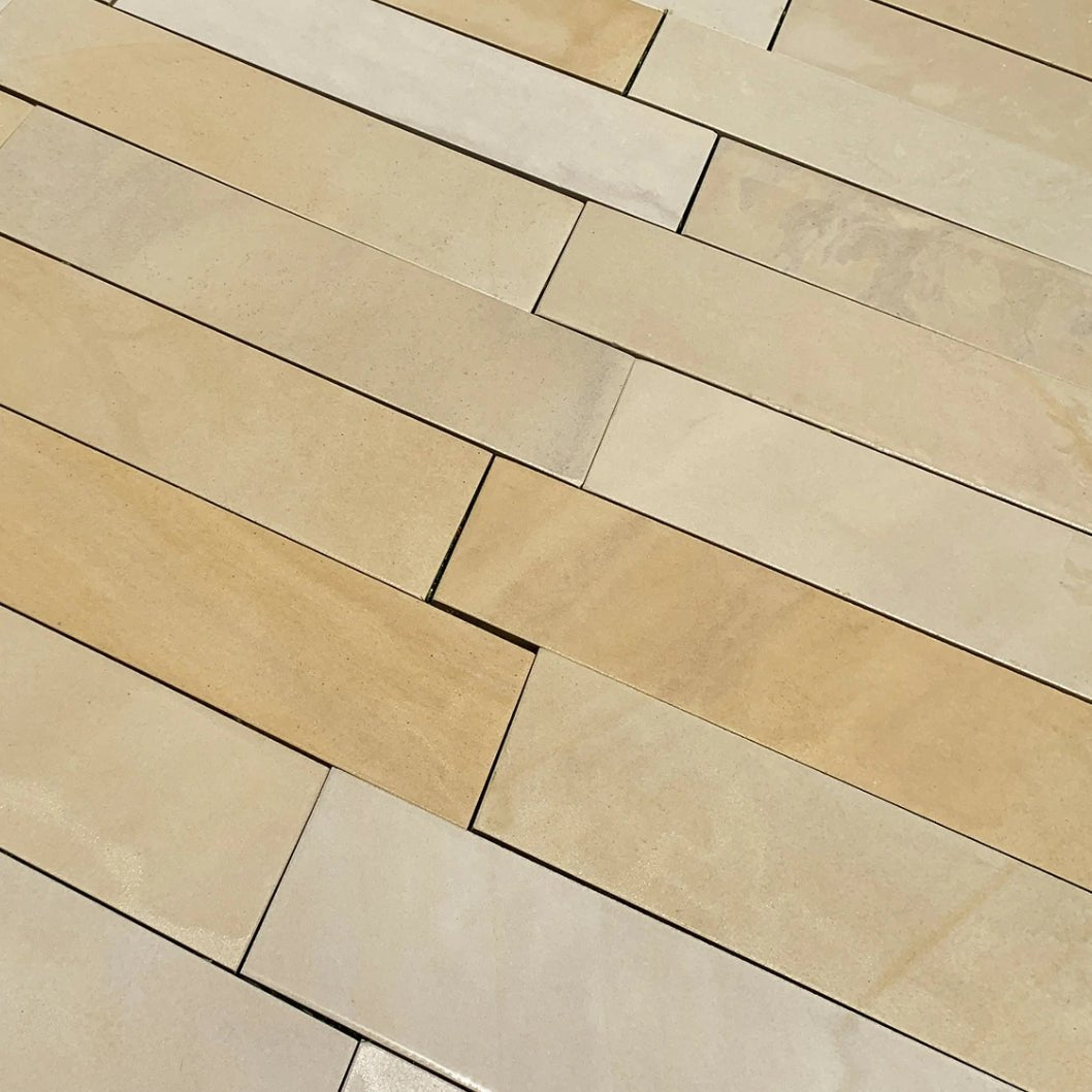 Fossil Sawn 20mm Sandstone Paving - 600×150mm - JJ Building Materials