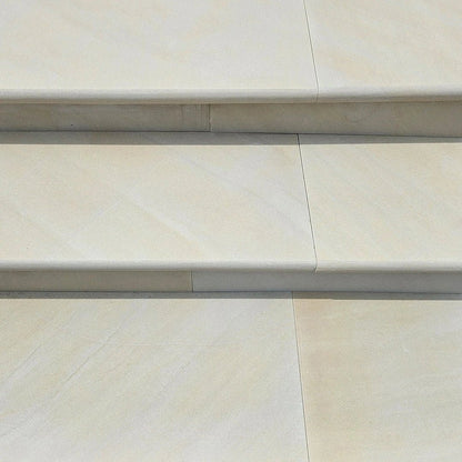 Fossil Sawn 40mm Sandstone - Bullnose Coping Stones - Sawn & Honed - 600×300mm - JJ Building Materials