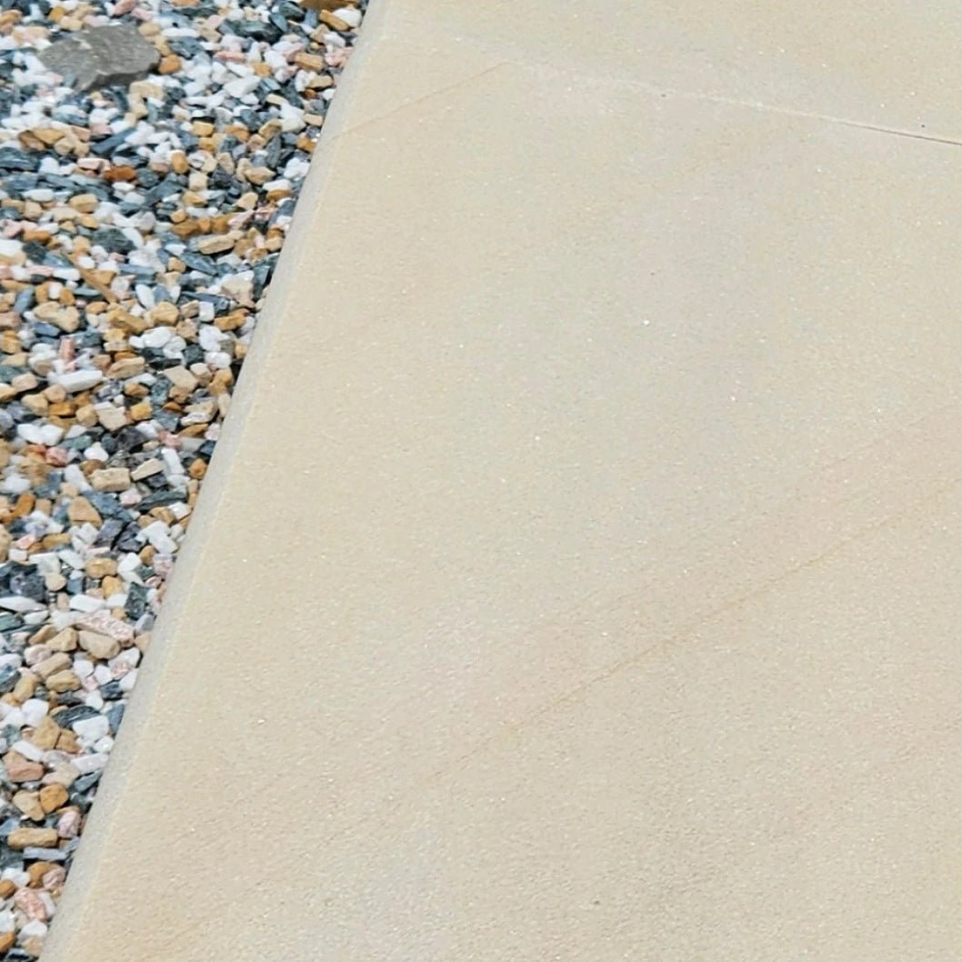 Fossil Sawn 40mm Sandstone - Bullnose Coping Stones - Sawn & Honed - 600×300mm - JJ Building Materials