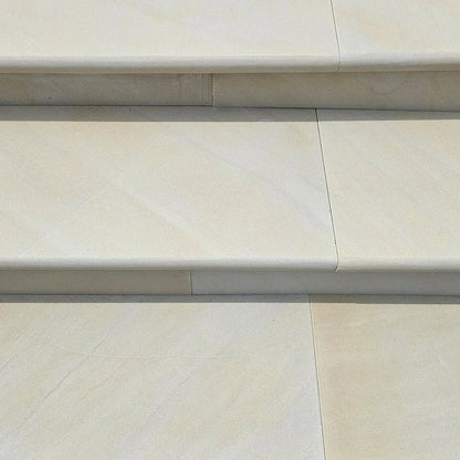 Fossil Sawn 40mm Sandstone - Bullnose Coping Stones - Sawn & Honed - 600×300mm - JJ Building Materials
