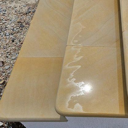 Fossil Sawn 40mm Sandstone - Bullnose Step Corners - Sawn & Honed - 400×400mm - JJ Building Materials
